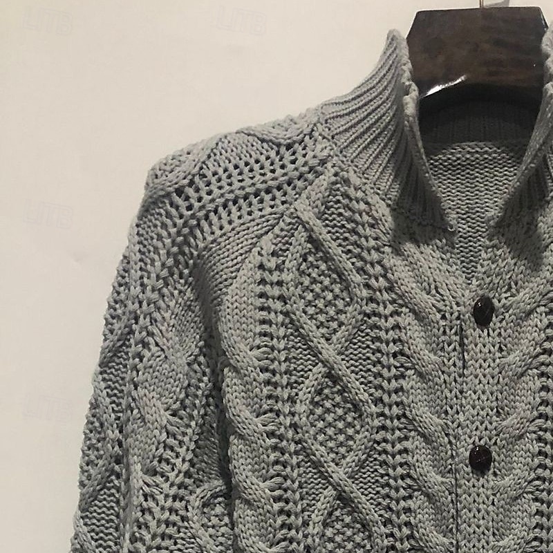 Per uomo Felpa Cardigan Treccia Maglia Top Regolari Lavorato a maglia Semplice Colletto Mao Moderno Contemporaneo Casual Casuale Abbigliamento quotidiano Abbigliamento Autunno & Inverno Rosso del 2025 a $21.49 –P7