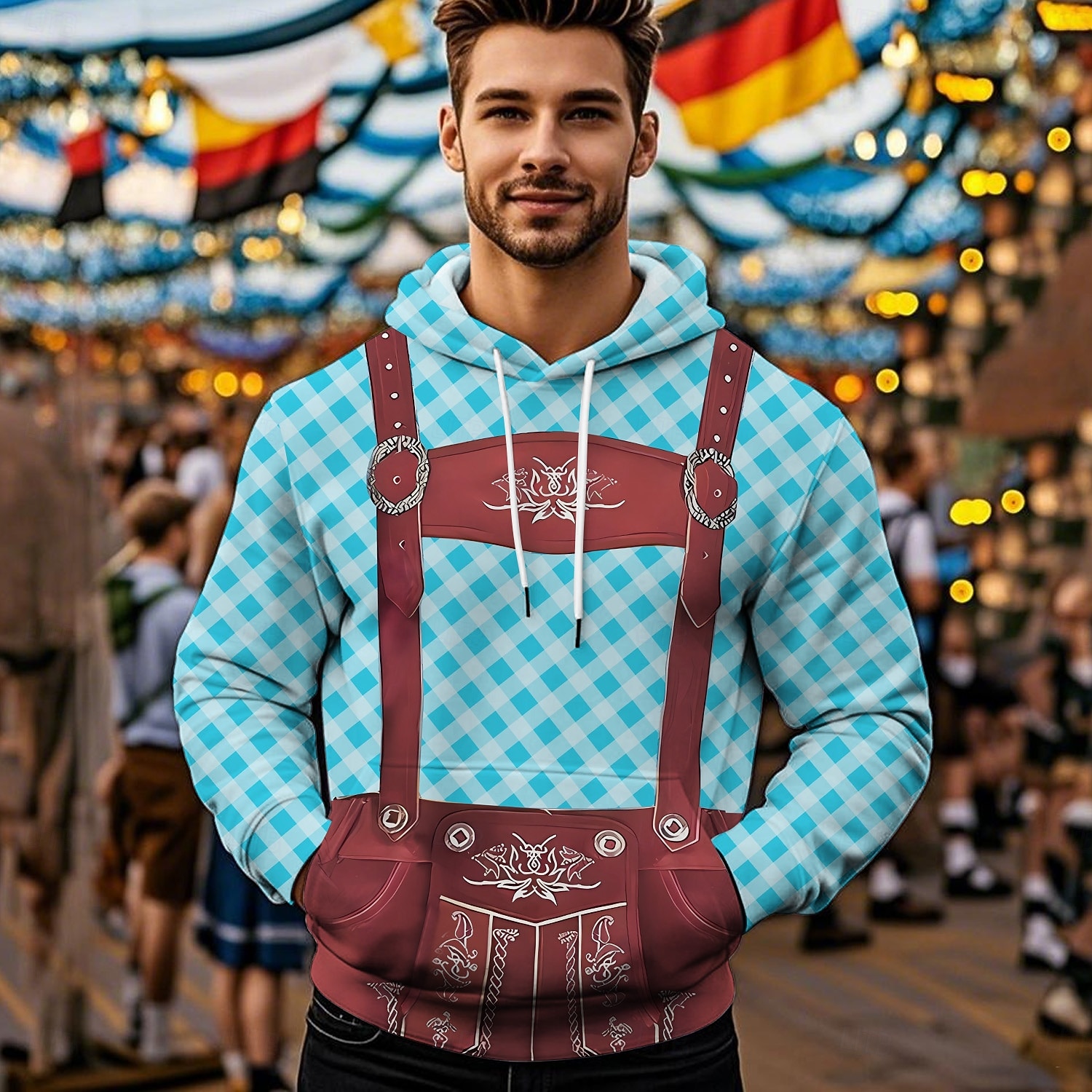Bluza z Kapturem Nadruk Codzienny bawarski Biskup Przednia kieszeń Graficzny na Męskie Dla dorosłych Druk 3D  Do Karnawał Piwo Oktoberfest Urlop Impreza 2026 - $29.99 –P1