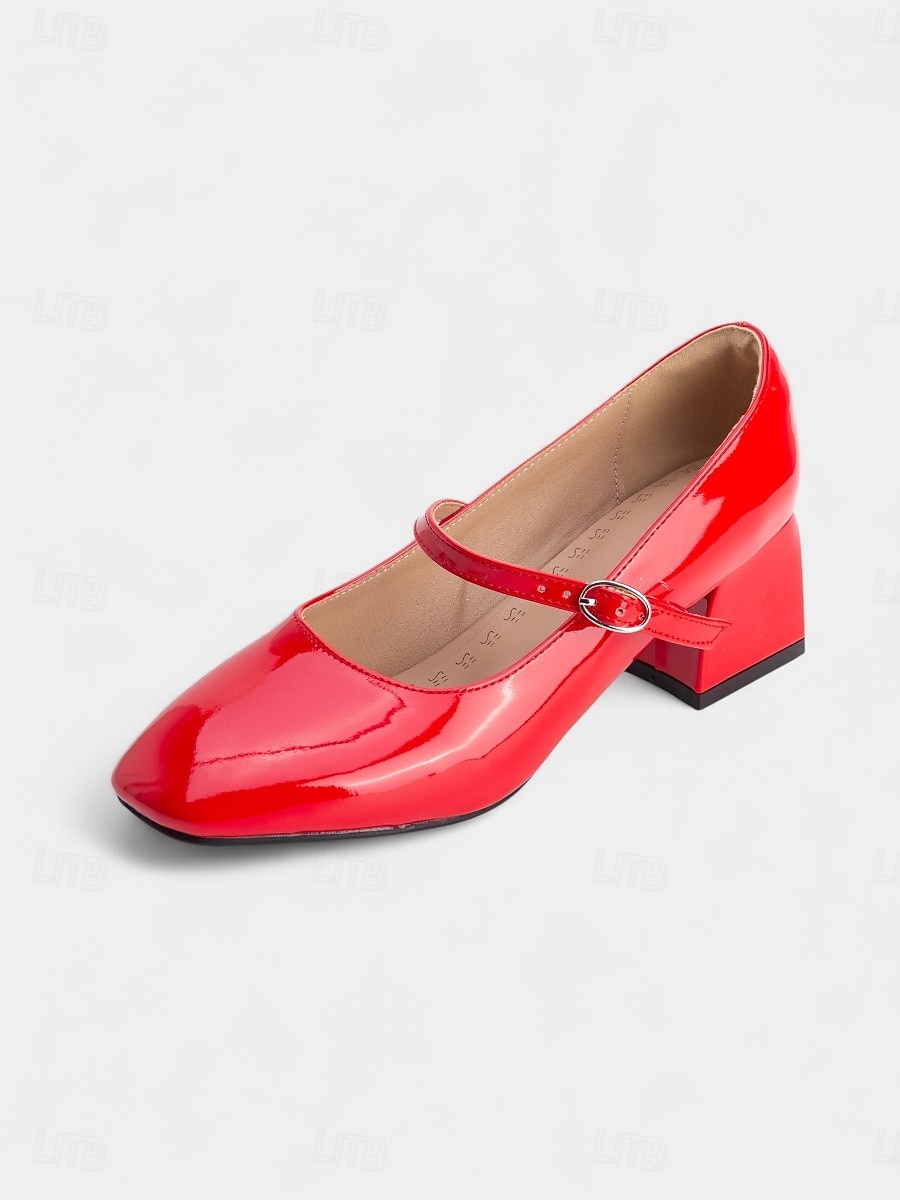 Dame vintage lyseblå lakksko med Mary Jane-blokkhæl – retro pensko i 1950-tallsstil for tenåringer og damer, ideelle for fester, skolearrangementer og hverdagslige elegante antrekk 2025 - $42.99 –P7