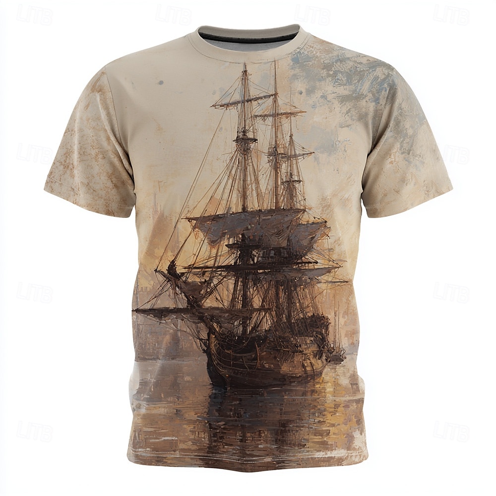 Per uomo Costumi da pirata Maglietta Manica Corta maglietta Stampa 3D Girocollo Camicia Moda Quotidiano Designer Streetwear Casuale Quotidiano Marrone Scuro Marrone chiaro Marrone Estate Primavera del 2025 a $17.99 –P1
