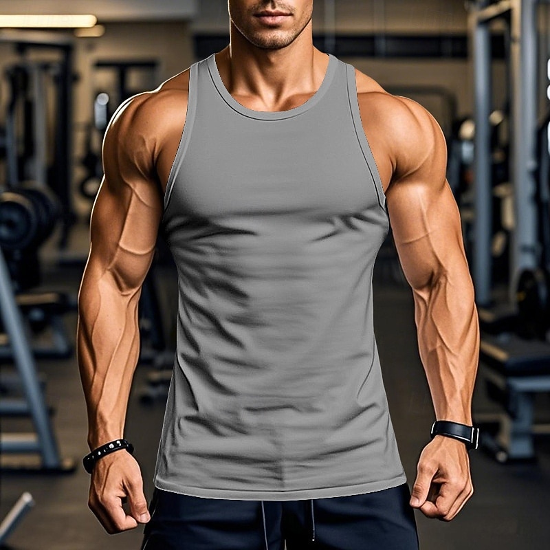 Hombre Camiseta sin mangas Chaleco Camisetas Interiores Camisa sin mangas Sin Mangas Escote Redondo Cuello redondo Verano Color sólido Plano Moda Clásico Cómodo Casual Gimnasia Calle Blanco Camiseta 2026 - $10.99 –P5