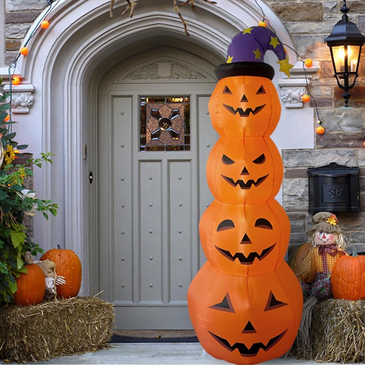 1 Pc 2.4M Halloween Inflatable Pumpkin Luminous Strip Lamp Air Model Courtyard Garden Lawn Path Halloween Party Atmosphere Decorative Lights 2025 - $81.99 –P5