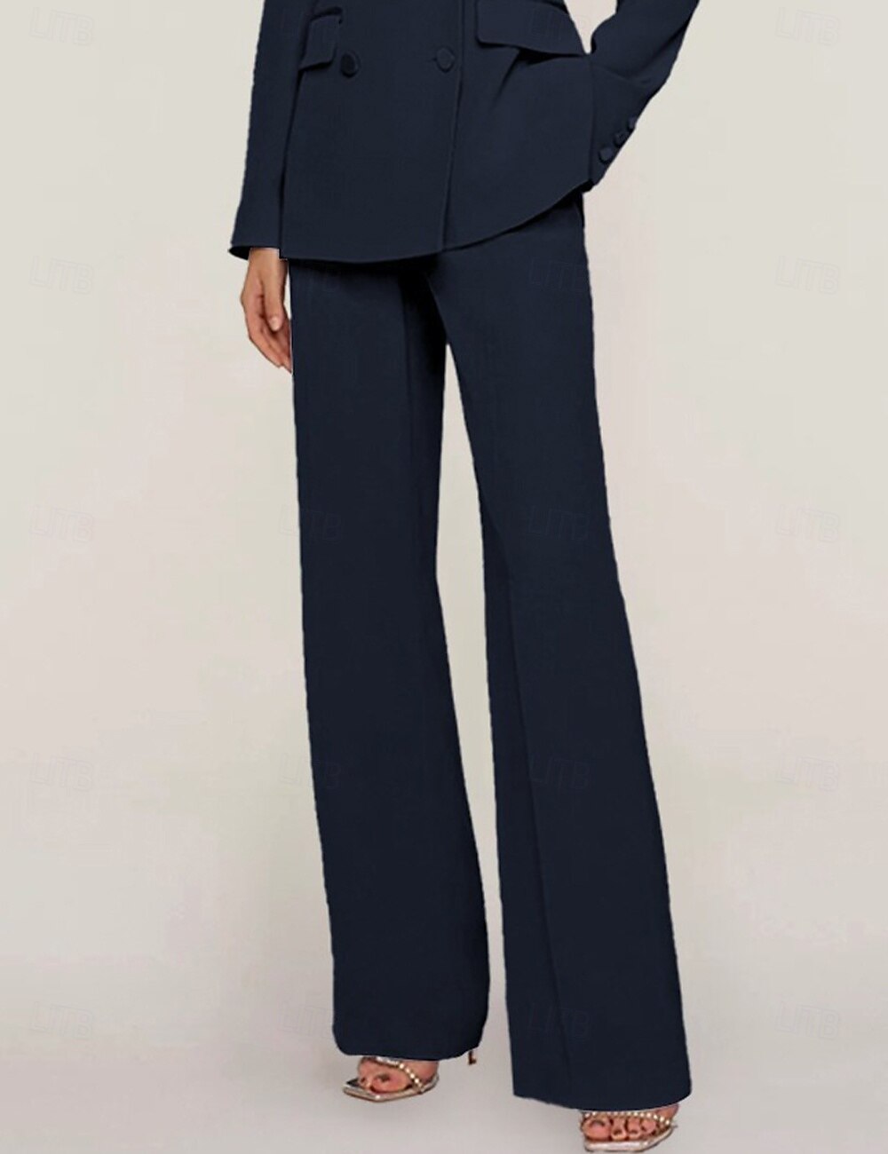 Tuta / Completo Pantalone Abito da cerimonia per signora Formale Ospite di nozze Elegante Colletto a Camicia Lunghezza al pavimento Chiffon Elasticizzato Manica Lunga con Bottoni Tinta unita 2025 del 2025 a $68.99 –P11