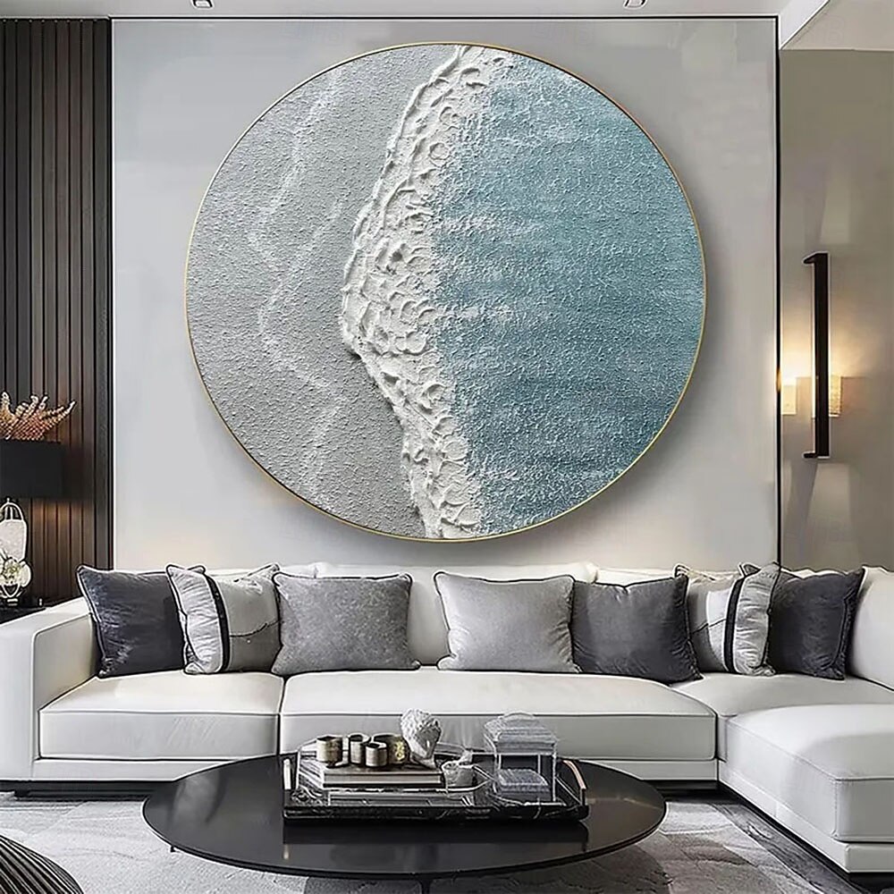 100 % handgemaltes abstraktes Meereswellen-Ölgemälde auf Leinwand, moderne Texturkunst, Meereslandschaft, Wandbild, Heimdekoration 2025 - $209.29 –P2