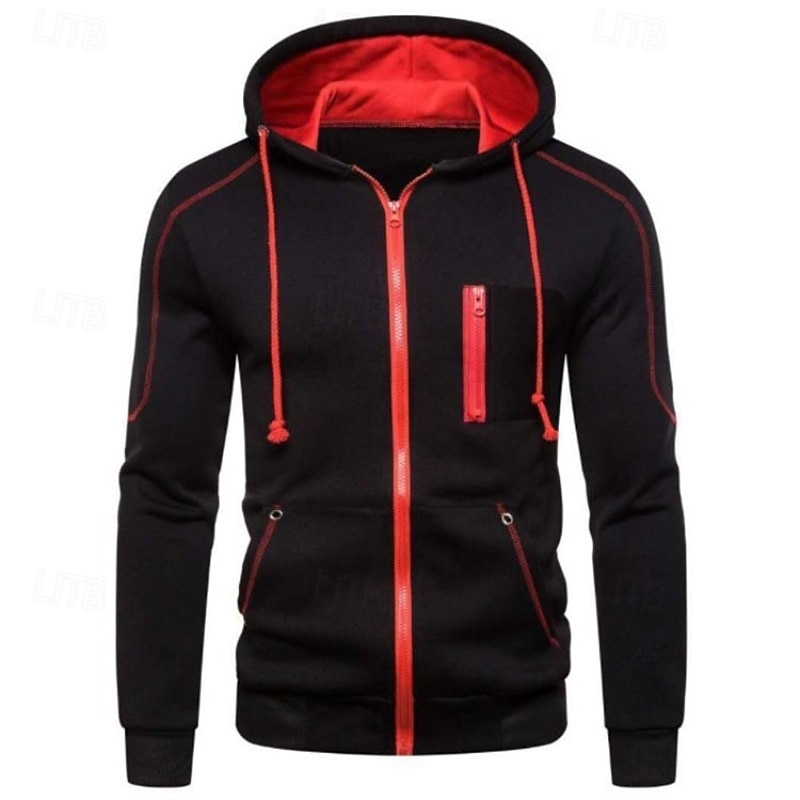 Hombre Sudadera Sudadera con capucha de lana Sudadera táctica con capucha Táctico Negro Rojo Azul Marino Gris Con Capucha Plano Cremallera Bolsillo delantero Deporte Casual Diario Ropa de calle 2025 - $17.99 –P3