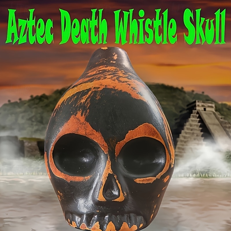 Handmade Aztec Death Whistle - Ceramic Skull-Shaped Wind Instrument ...