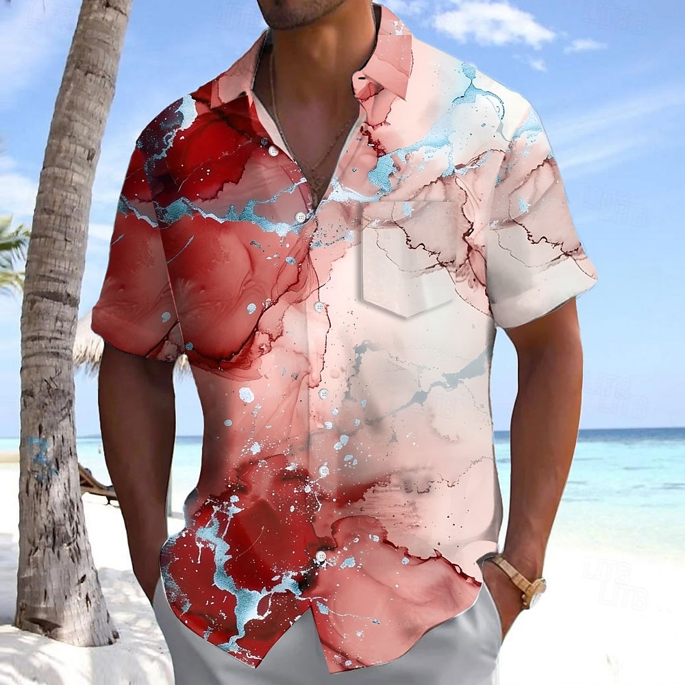 Voor heren Geometrisch Abstract Marmer Overhemd Zomer overhemd Overhemd met knopen Korte mouw Mode-casual Buiten Vakantie Dagelijks gebruik Zomer Lente Strijkijzer 3D-afdrukken shirts met kraag 2025 - $23.99 –P4