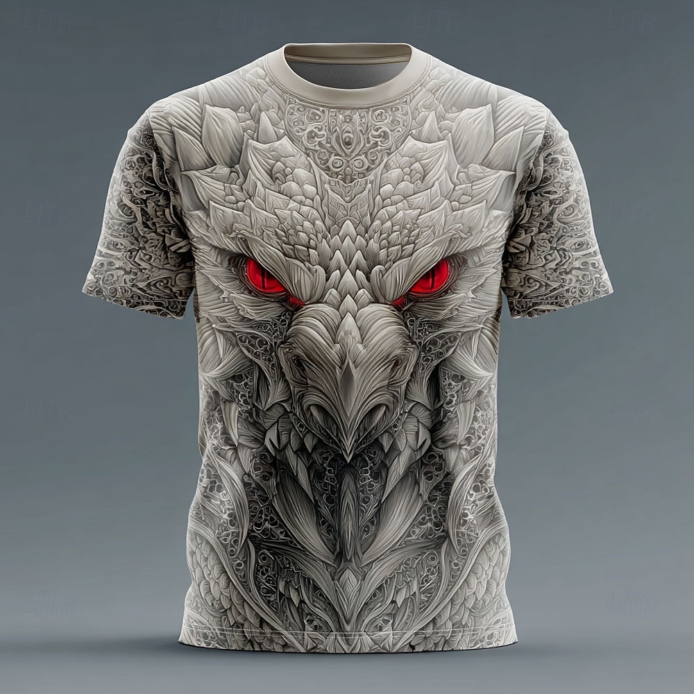 Voor heren Draak T-shirt Korte mouw T-shirt 3D-afdrukken Strakke ronde hals Overhemd overdreven Ontwerper Feest Straat Casual Zwart & Grijs Grijs Zomer Lente Alle seizoenen Kleding S M L XL XXL XXXL 2025 - $17.99 –P3