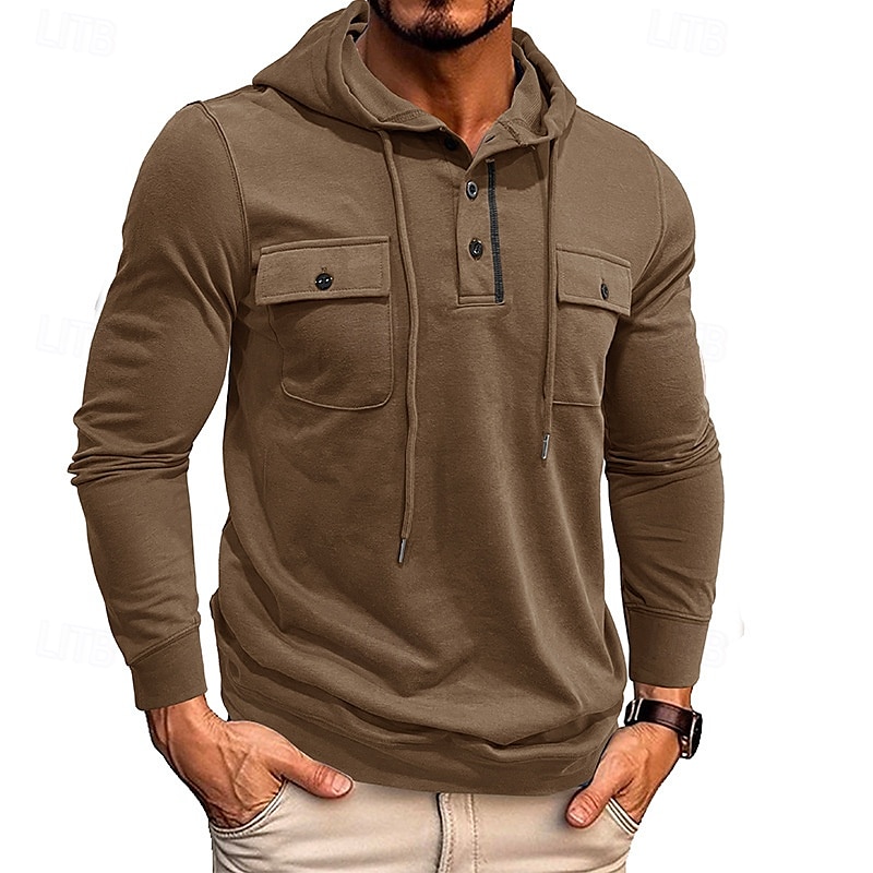 Men's Hoodie Black Army Green Green Dark Gray Coffee Hooded Plain Pocket Sports & Outdoor Daily Holiday Polyester Streetwear Basic Casual Spring Autumn / Fall Clothing Apparel Hoodies Sweatshirts  2026 - $30.99 –P5