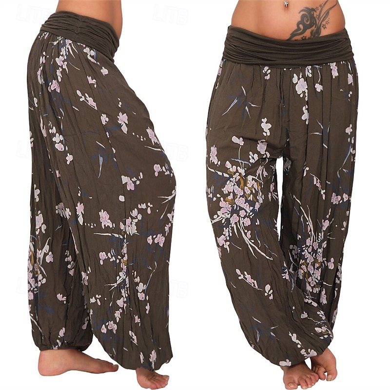 Dam Byxor Harem byxor Palazzo byxor Mode Boho Fullängd Medium Midja Mönster Elastisk midja Bekväm Microelastisk Gata Dagliga kläder Utekväll Vit Gul Ljusgrön Rosa Sommar Vår Normal 2025 - $19.99 –P6