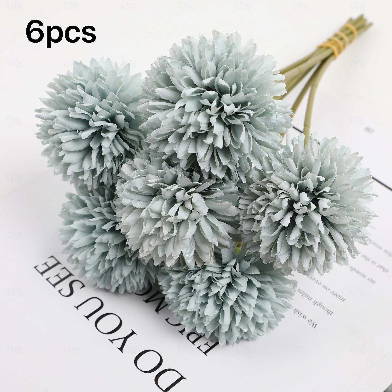6 bolas de flores artificiales de crisantemo y diente de león para sala de estar, cerámica, decoración de bodas y arreglos florales de imitación. 2025 - $11.49 –P9