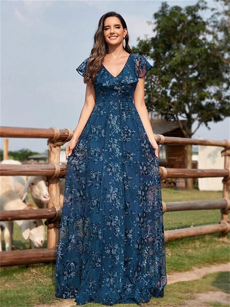 Robes de quinceanera en forme A Robe élégante Robe de mariage formelle longueur sol manches courtes col en V sequins dos en V avec sequins de 2025 ? $109.99 –P22
