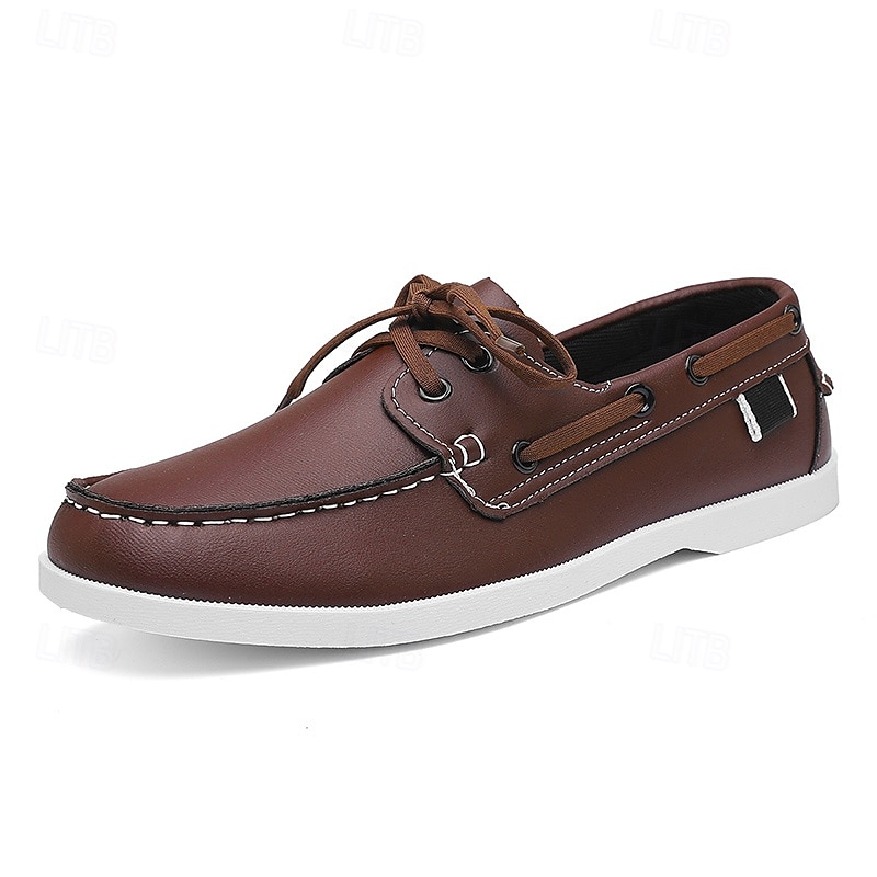 scarpe da barca da uomo bicolore nere e bianche con design classico allacciato, comode ed eleganti, ideali per gite in spiaggia, abbigliamento casual ed eventi estivi del 2025 a $19.99 –P3