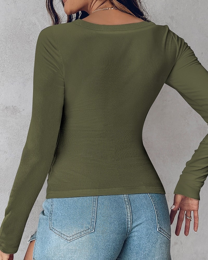 Damen T Shirt T-Shirt Einfach Mode Stilvoll Klassisch Langarm Rundhalsausschnitt Normale Oberteile Täglich Ausgehen Wochenende Schwarz Rote Grün Khaki Grau Sommer Frühling Herbst 2026 - $25.99 –P7