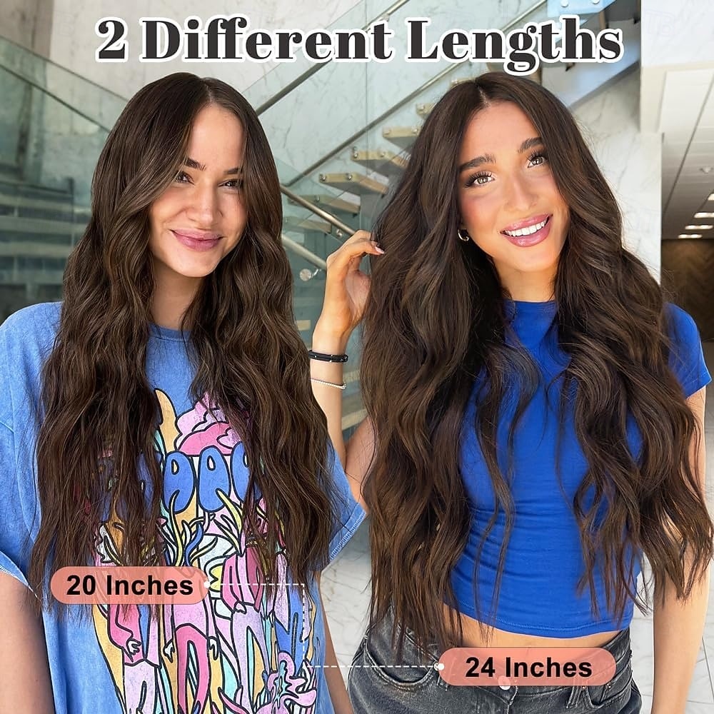 Clip in Hair Extensions for Women Chocolate Brown with Dark Brown Long Wavy Hair Extensions Clip Ins 4PCS 24 Inch Synthetic Soft and Natural Thick Hair Pieces 2026 - $28.99 –P7