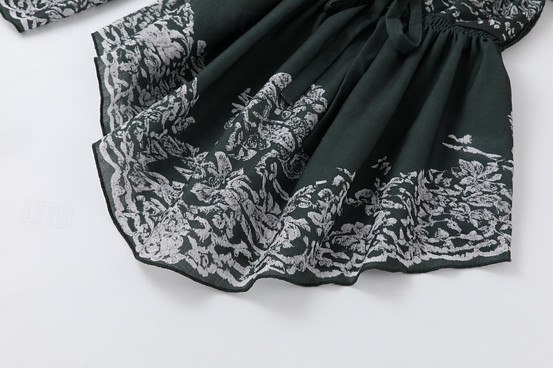 Damen Minikleid Sommerkleid Boho-Kleid Westernkleid Mode Klassisch Täglich Strand Wochenende Normale Passform Blume Langarm Schulterfrei Grün Sommer 2025 - $28.99 –P6