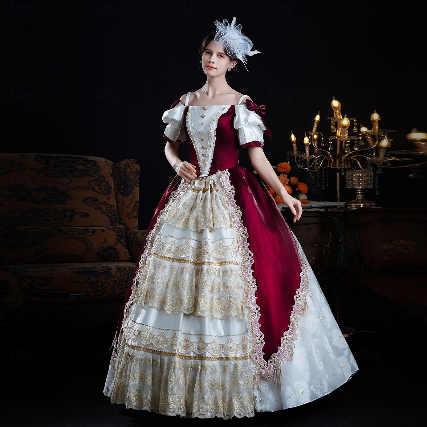 Vintage Rokoko Renässans Maxi Klänningar Vanligt Juliet ärm Prinsessa Brud Plisserad Med volanger Prinsessa Rund hals Dam Halloween Karnival Maskerad Prestanda Fest Halloween Vuxen Alla årstider 2025 - $356.59 –P6