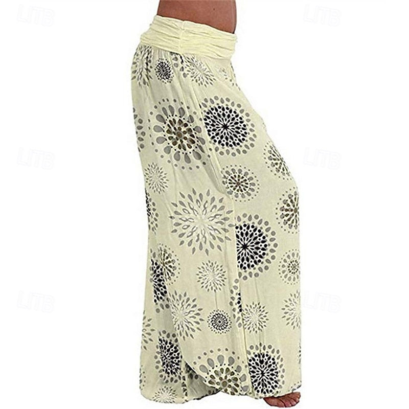 Dam Byxor Harem byxor Palazzo byxor Mode Boho Fullängd Medium Midja Mönster Elastisk midja Bekväm Microelastisk Gata Dagliga kläder Utekväll Svart Gul Armégrön Marinblå Sommar Vår Normal 2025 - $19.99 –P4
