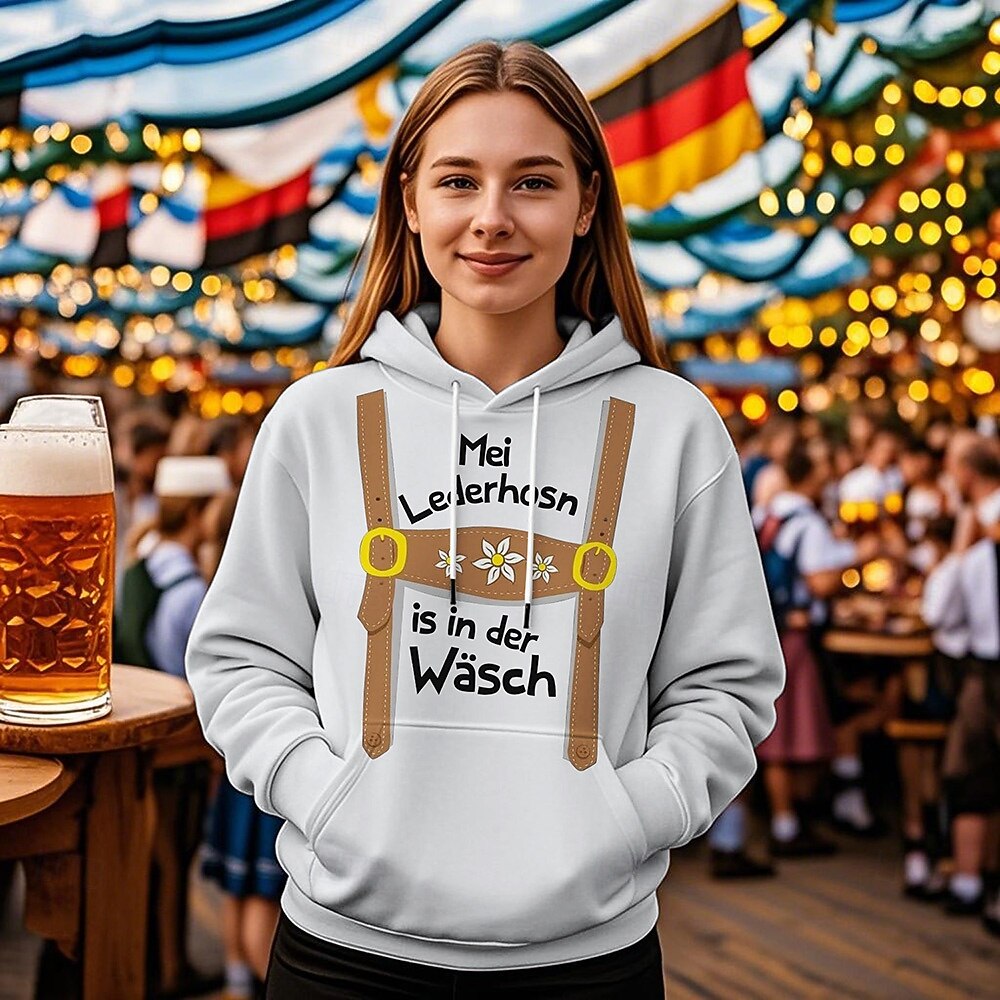 Pivo Oktoberfest Kapuce Tisk Přední kapsa Grafika Pro Dámské Dospělé Karneval Pivo Oktoberfest Horká ražba Dovolená Párty 2025 - $29.99 –P1