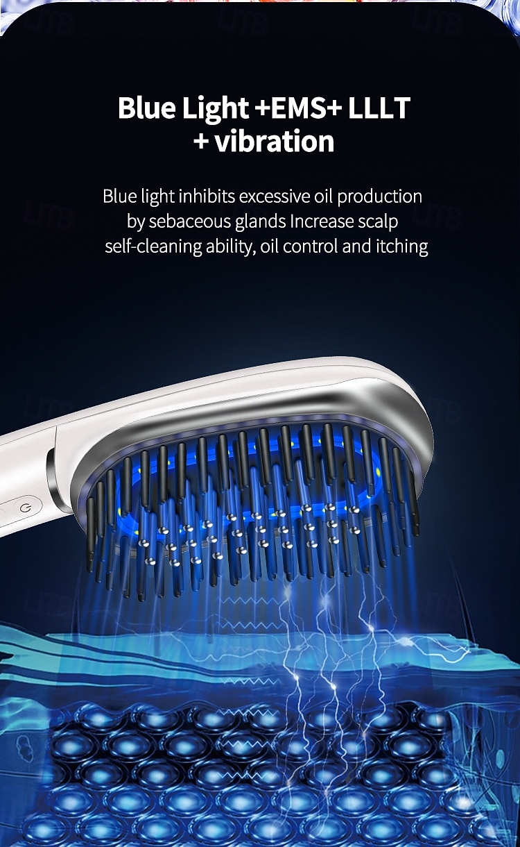 Valentijnsdag Cadeaus Voor Vrouwen Led Blauw Rood Lichttherapie Haarsmassager Borstel Scalp Massage Kam EMS Microcurrent Negatieve Ion Haar Kam 2026 - $88.99 –P6