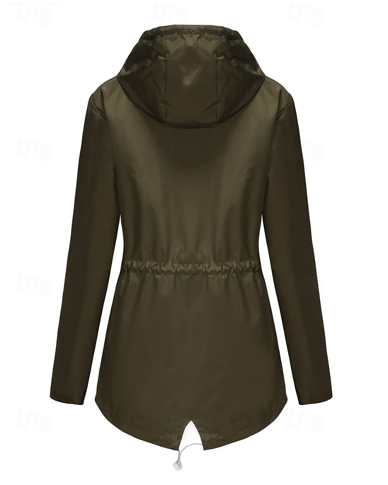 Women's Trench Coat Warm Comfortable Zipper Pocket Fashion Outdoor Plain Holiday Going out Zipper Regular Hooded Regular Fit Long Sleeve Outerwear Black Red Green Fall Winter 2025 - $31.99 –P10