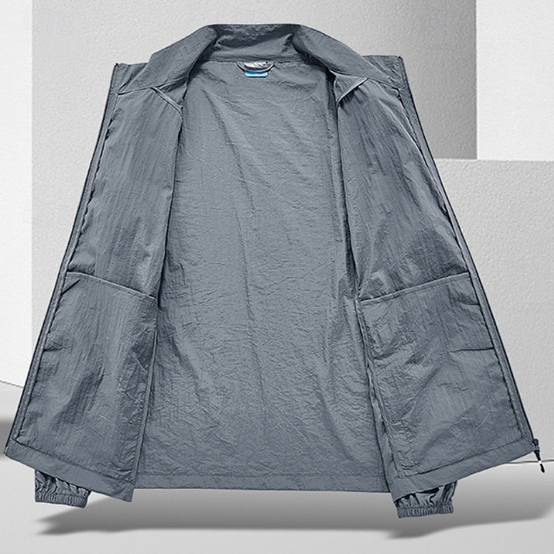 Hombre Chaqueta ligera Exterior Casual Portátil Protección solar UV Bolsillo Verano Primavera Otoño Color sólido Activo Vintage Cuello Vuelto Regular Gris oscuro Blanco Azul Marino Gris Ligero Verde 2026 - $18.49 –P2