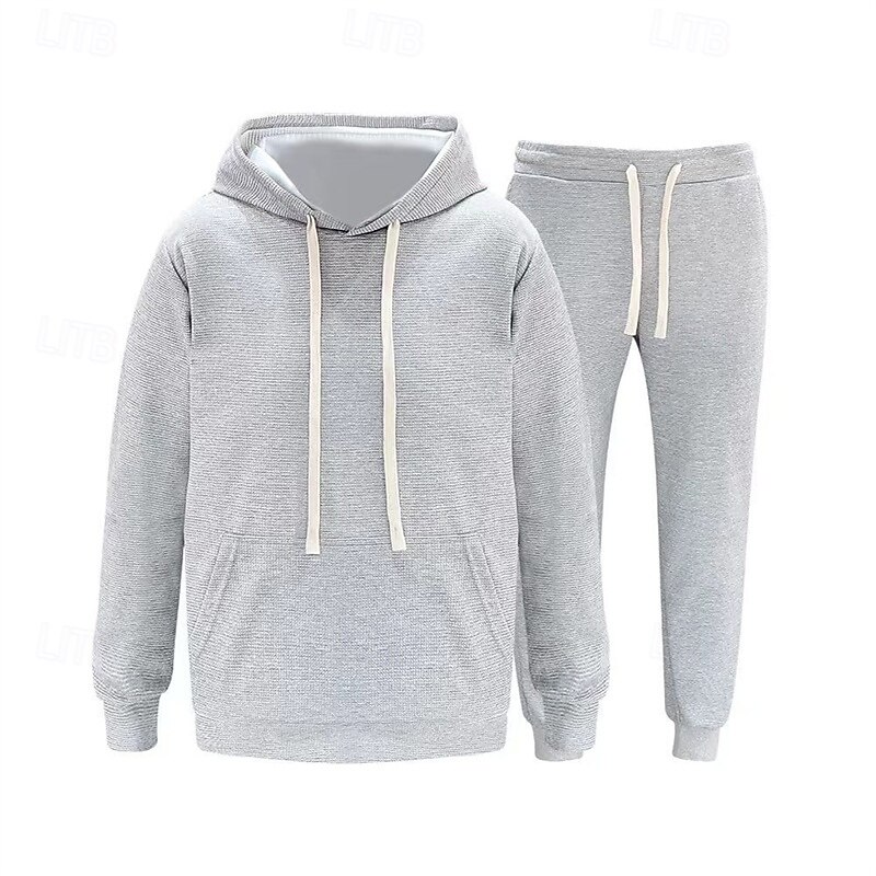 Men's Hoodie Tracksuit Sweatsuit Black White Camel Orange Light Grey Hooded Plain 2 Piece Sports & Outdoor Daily Holiday Polyester Streetwear Basic Casual Spring Autumn / Fall Clothing Apparel Hoodies 2025 - $23.99 –P5