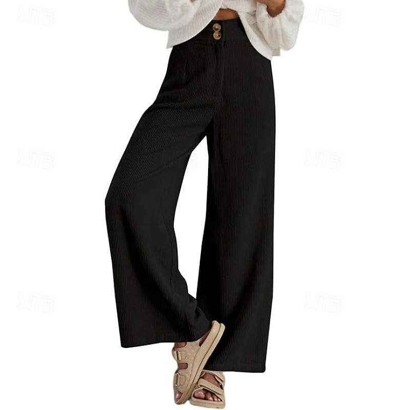 Women's Slacks Pants Trousers Streetwear Casual Full Length Natural Plain Pocket Buckle Outdoor Comfortable Outdoor Vacation Daily Wear Apricot Black Orange Green Fall Regular Fit 2025 - $19.99 –P5