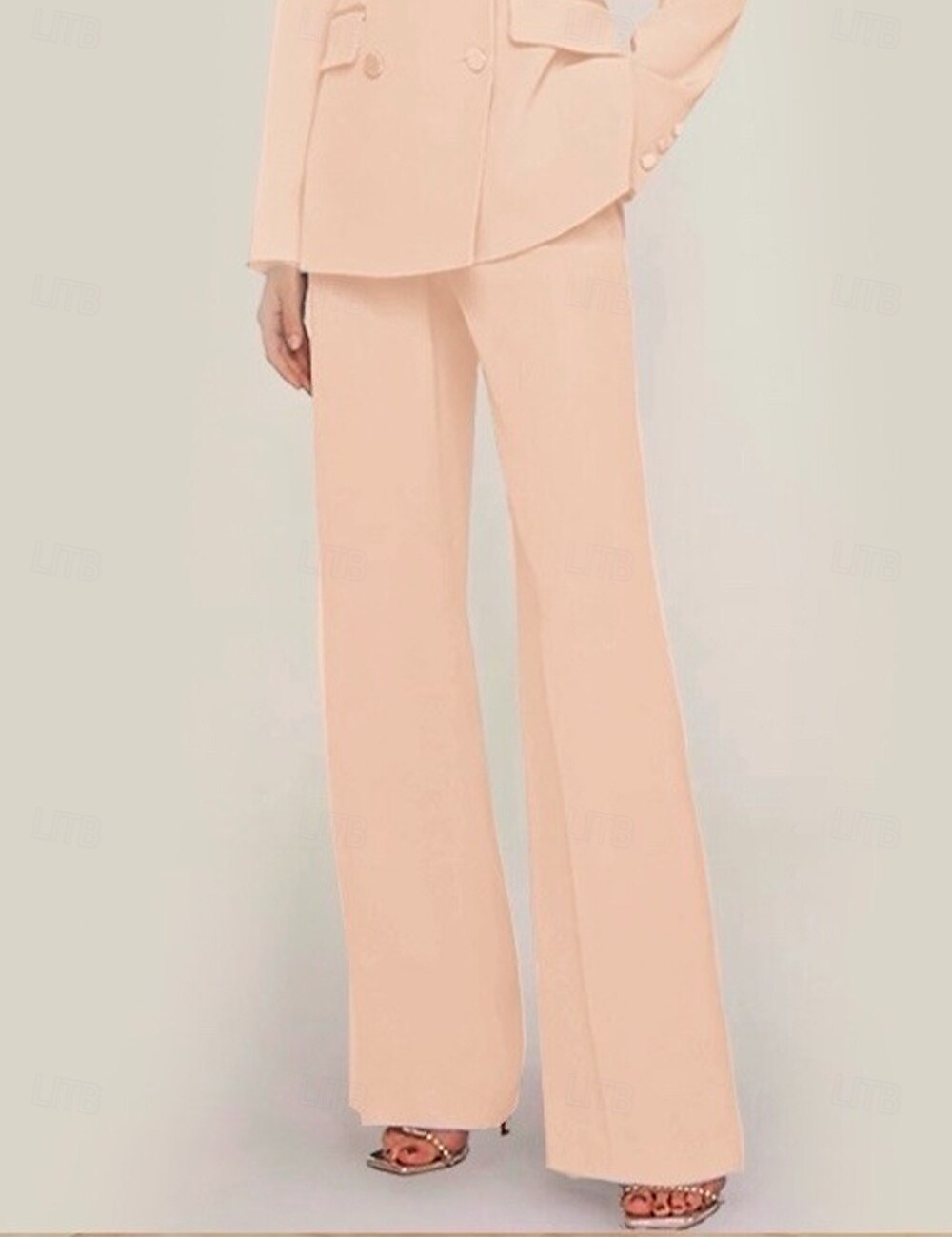 Tuta / Completo Pantalone Abito da cerimonia per signora Formale Ospite di nozze Elegante Colletto a Camicia Lunghezza al pavimento Chiffon Elasticizzato Manica Lunga con Bottoni Tinta unita 2025 del 2025 a $68.99 –P7