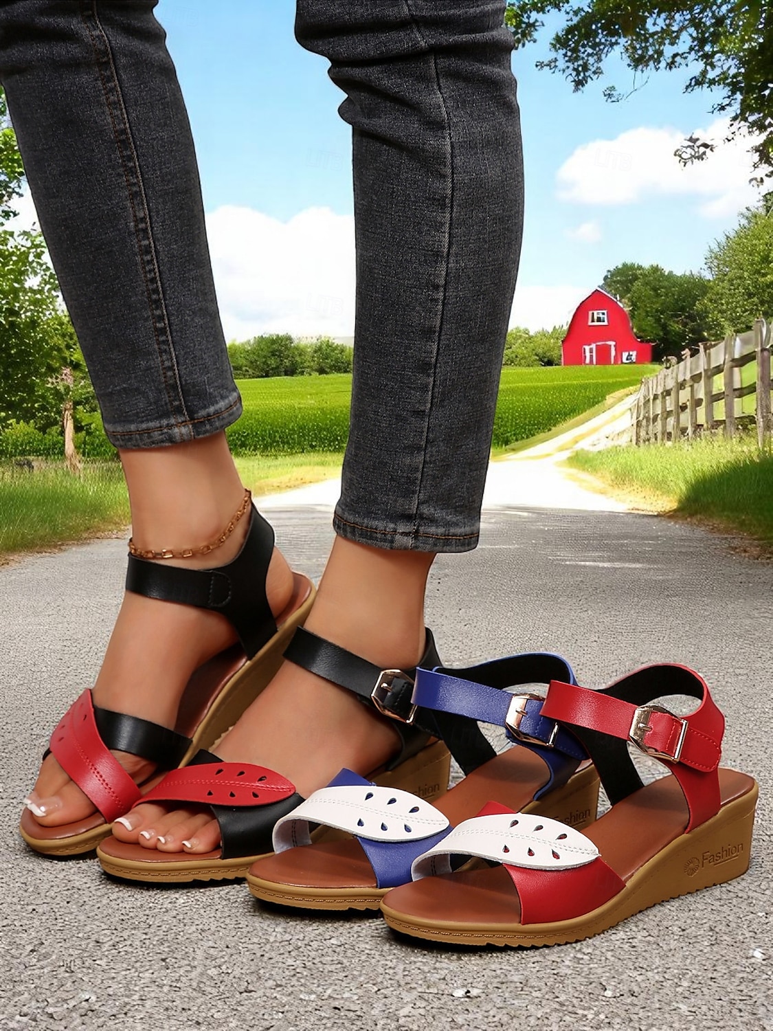 damkil sandaler med spänne, snygga och bekväma skor för vardagskläder, shopping och dagsutflykter 2025 - $19.99 –P7