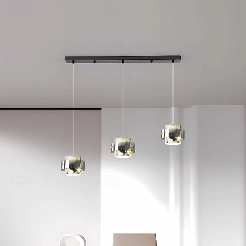 Contemporary Scandinavian Cylinder Marble Glass 1/2/3 - Light Chandelier For Dining Room 2025 - $229.99 –P7