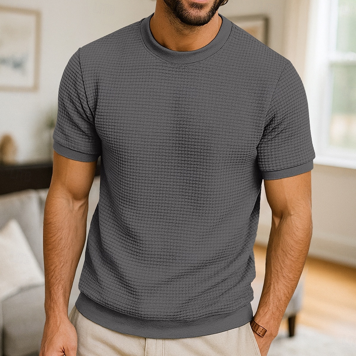 Per uomo Maglietta a Maglia Waffle Maglietta Manica Corta Girocollo Estate Tutte le stagioni Blocco di colori Testurizzato Moda Designer Casual Bottoni Base All'aperto Casuale Quotidiano Esercito del 2025 a $18.99 –P9