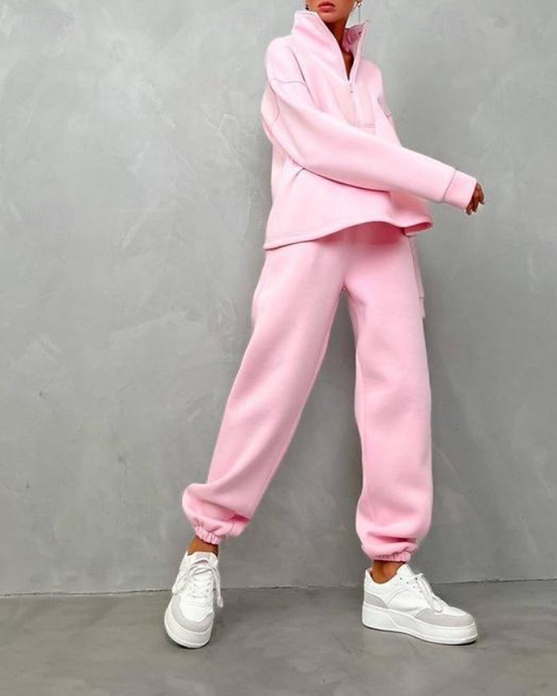 Γυναικεία Φόρμα Αθλητικές Φόρμες Φούτερ με πουλόβερ Τσέπη με φερμουάρ Μονόχρωμο Ρούχα σύνολα Φθινόπωρο Μαύρο Κίτρινο Σπαντέξ Προπόνηση Ένδυση γυμναστικής και άθλησης Τρέξιμο 2026 - $36.99 –P19