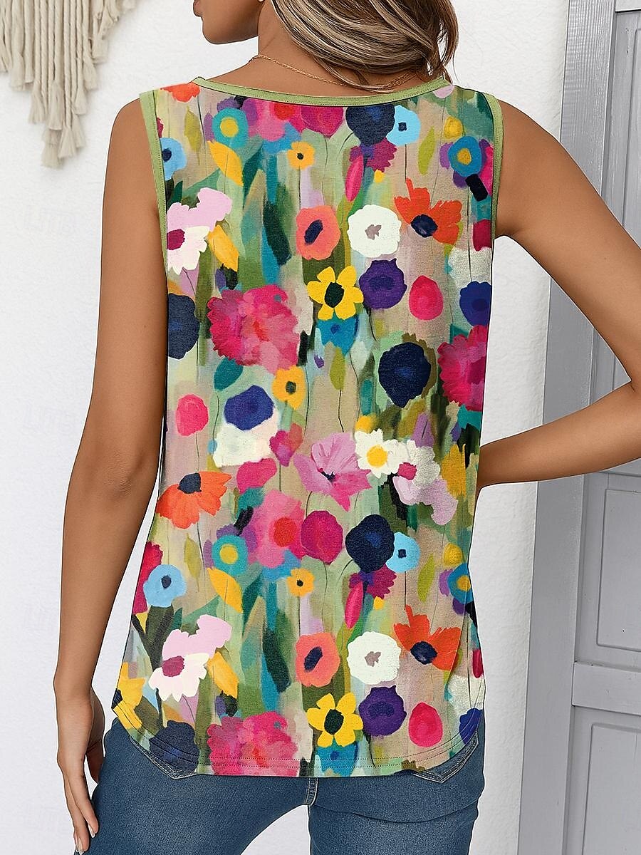 Femmes Débardeur caraco Fleuri Graphique ancien Élégant Occasionnel Sans manches Col en V Hauts Longs Quotidien Imprimé Vert herbe Bleu Poudré Violet Vert Été Printemps de 2025 ? $23.99 –P2