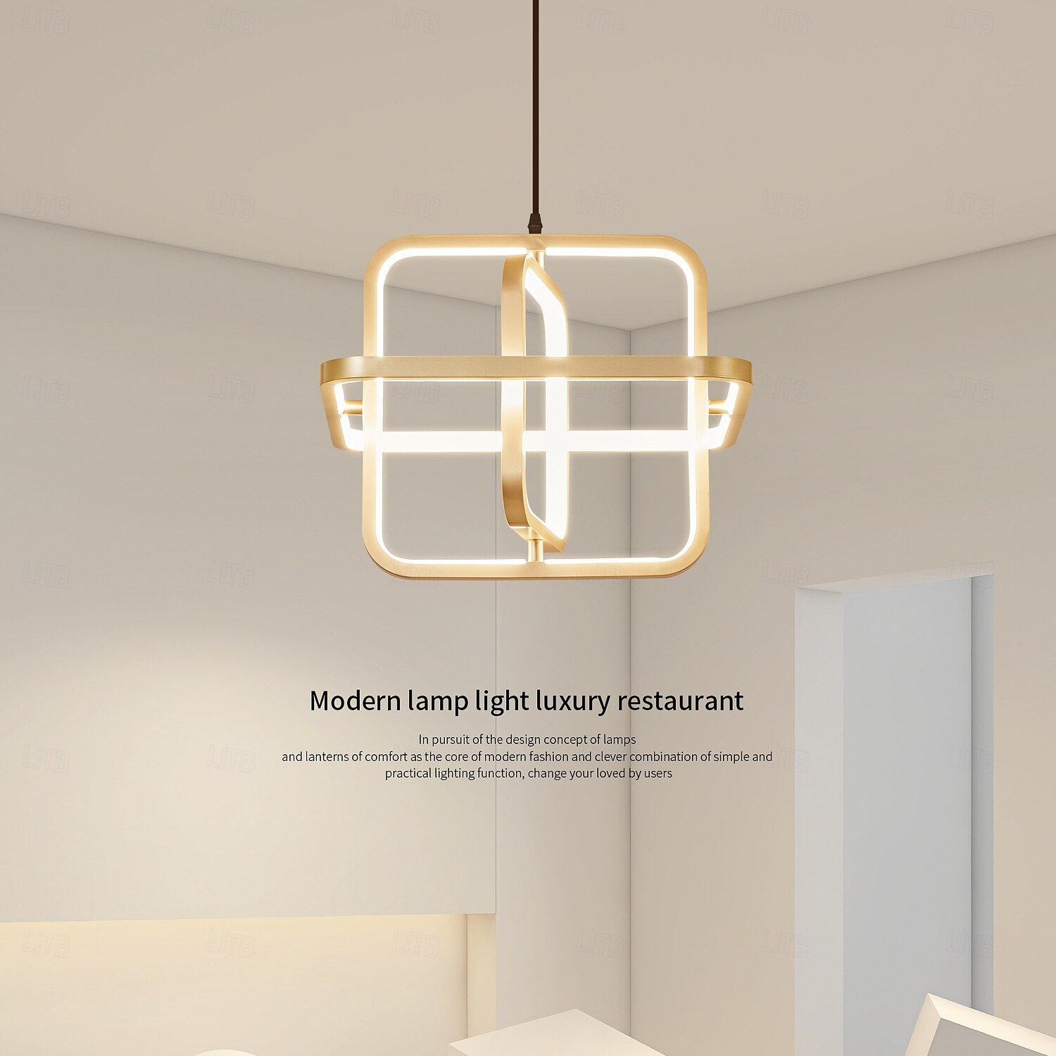 Square LED Pendant Lamp Restaurant Office 350° Rotation Pendant Light Modern Minimalist 40 Watt Industrial Style Hanging Lamps Gold for Restaurant Bar Kitchen Dining Room Atmosphere 2025 - $299.99 –P4