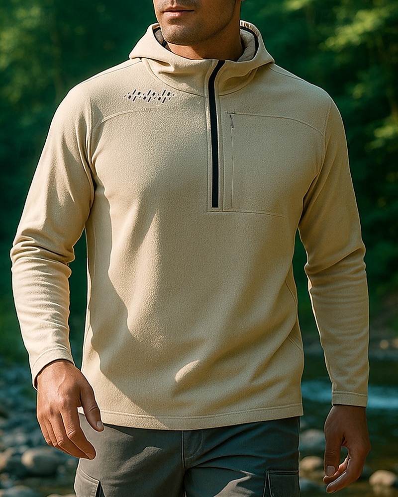 Men's Hoodie Polo Sweatshirt Hiking top Long Sleeve Hoodie Tee Tshirt Top Outdoor Quick Dry Lightweight Breathable Quarter-Zip Polyester Black White Royal Blue Tennis Golf Running 2025 - $26.39 –P1