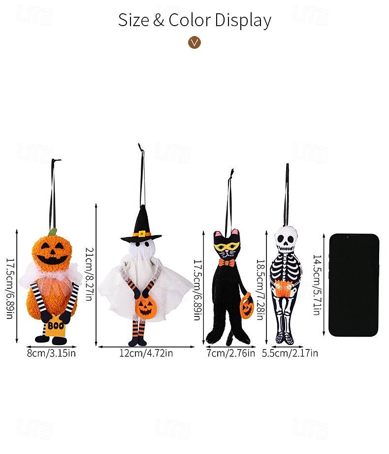Λούτρινα κρεμαστά στολίδια για το Halloween, χαριτωμένη διακόσμηση κρανίου φαντάσματος μαύρης γάτας με κολοκύθα για πάρτι στο σπίτι, μικρή απαλή διακόσμηση τοίχου για το Halloween 2025 - $6.49 –P5