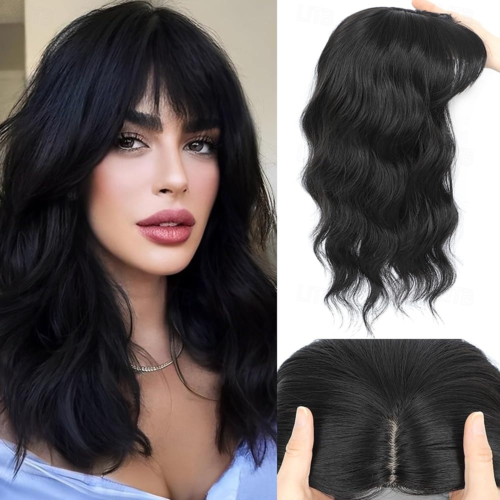 Postiches pour femmes avec franges clairsemées de 16 pouces, postiches pour femmes avec franges françaises à clip 360° 3D de 2025 ? $23.99 –P3