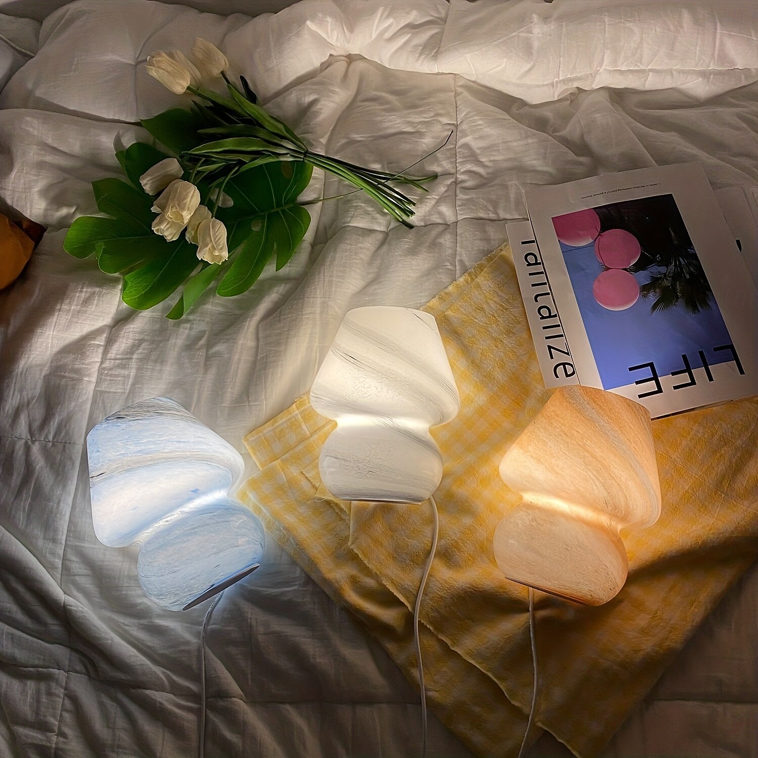 Graziosa lampada da comodino a forma di fungo a LED - lampada da comodino in vetro con luminosità regolabile, perfetta per l'arredamento della casa &regali del 2025 a $73.99 –P9