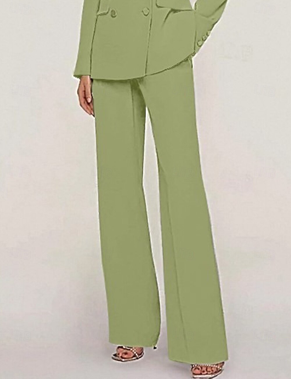 Tuta / Completo Pantalone Abito da cerimonia per signora Formale Ospite di nozze Elegante Colletto a Camicia Lunghezza al pavimento Chiffon Elasticizzato Manica Lunga con Bottoni Tinta unita 2025 del 2025 a $68.99 –P10