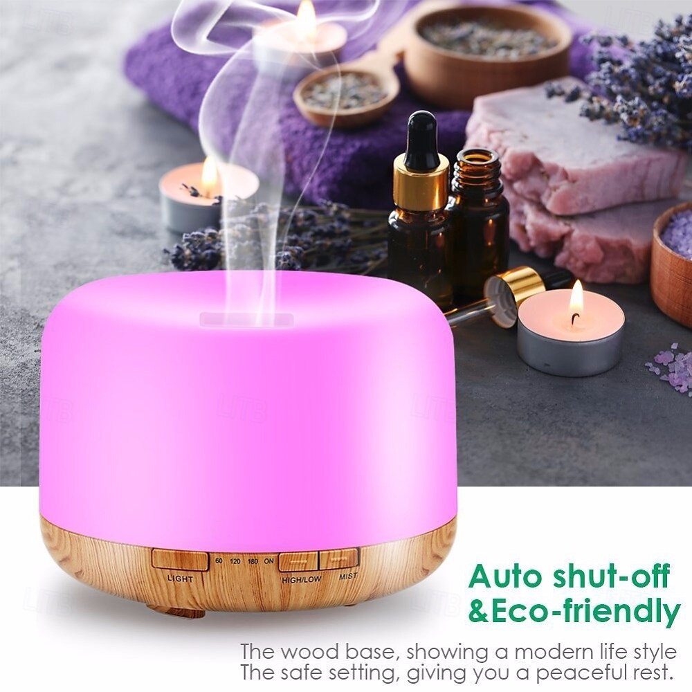 aromaterapi essensiell olje hjemmediffuser med fjernkontroll, 300 ml stor rom kjølig tåke luftfukter, 8 timer stille drift, timer, 7 farger LED natt natt, egnet for hjem, yoga 2025 - $31.99 –P8
