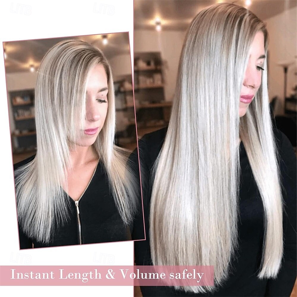 2026年 クリップインヘアエクステンションヘアエクステンション厚く長いレースウェフト軽量合成ヘアピース女性用（24インチ-240グラム  コレクション – $28.99 –P7