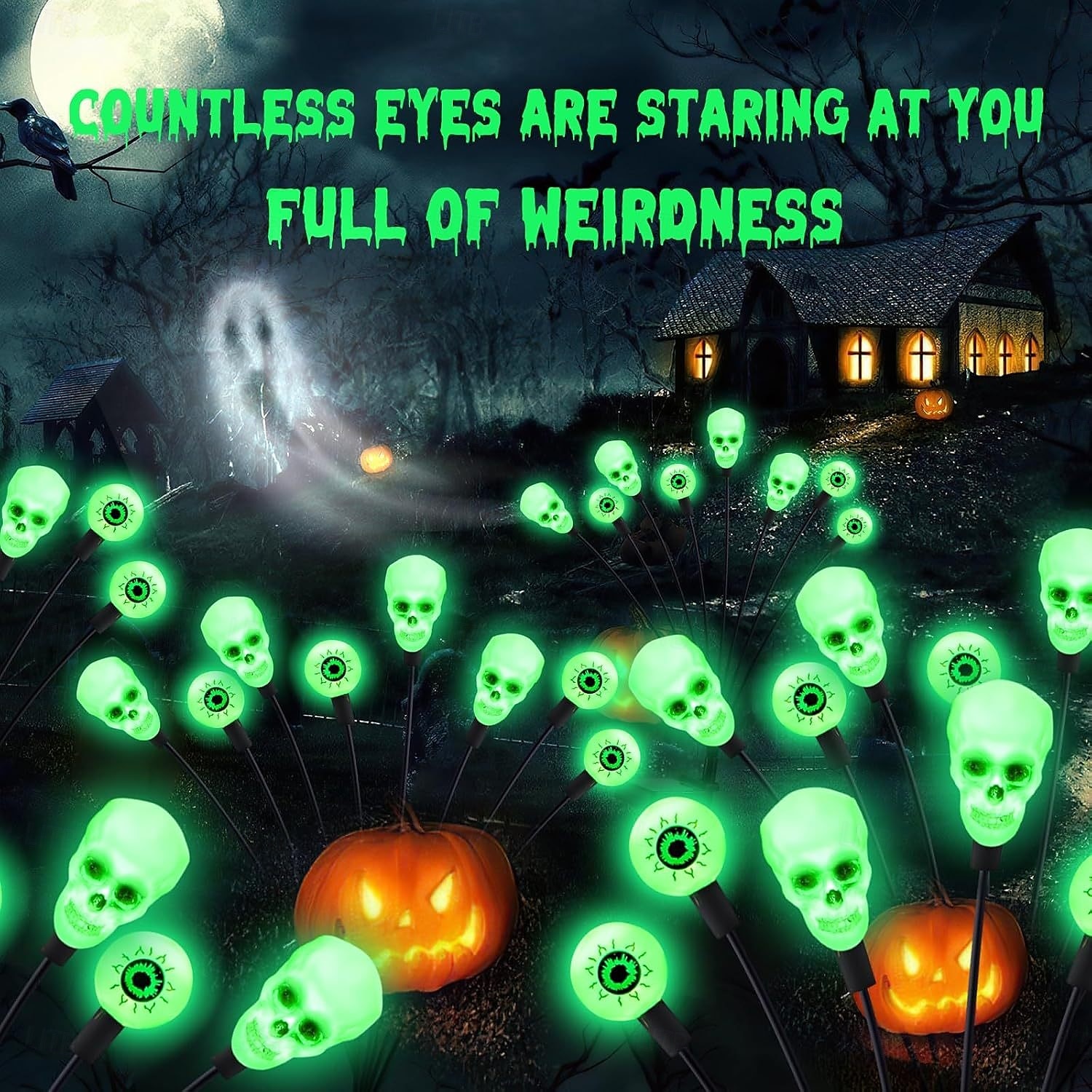 1 Pc Outdoor Solar Firefly Lights Halloween 8-Head Skull Eye Insertion Lamp Courtyard Garden Party Horror and Weird Festival Atmosphere Decorative Lights 2025 - $11.49 –P5