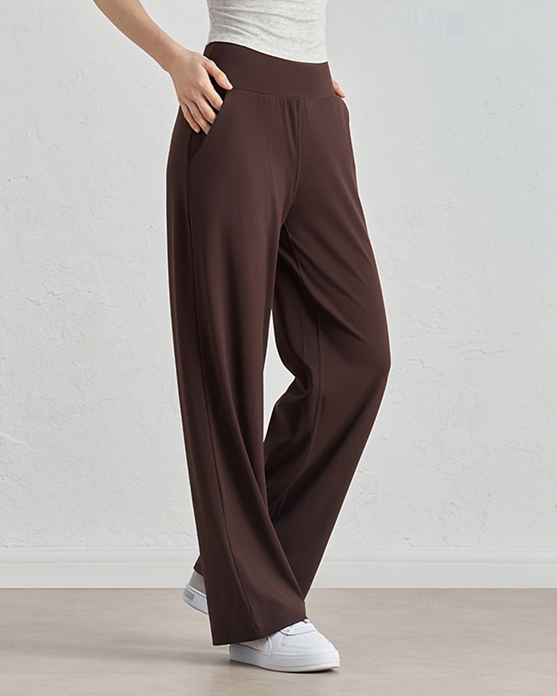 Damen Fitnesshose Pilates-Hosen Yogahose Mit Taschen Leicht Hohe Taille Fitnessstudio Pilates Zumba Unterteile Einfarbig Schwarz Weiß Dunkelmarine Herbst Sport Sportkleidung Mikroelastisch Lässiger 2025 - $35.99 –P4