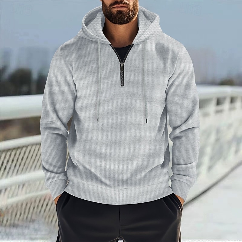Per uomo Felpa con cappuccio a nido d'ape Felpa con cappuccio e zip Felpa con zip Nero Bianco Blu Cachi Grigio Con Cappuccio Semplice Con zip Zip a un quarto Sport & Outdoor Casuale Quotidiano del 2025 a $30.99 –P1