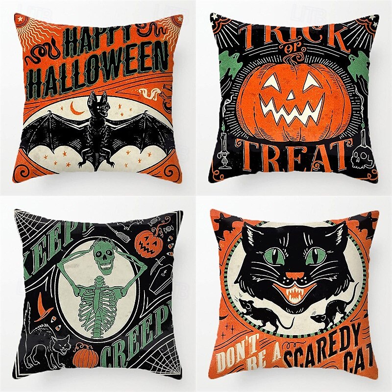 1 pcs Polyester Pillow Cover, Halloween Square Traditional Classic 2025 - $12.99 –P13