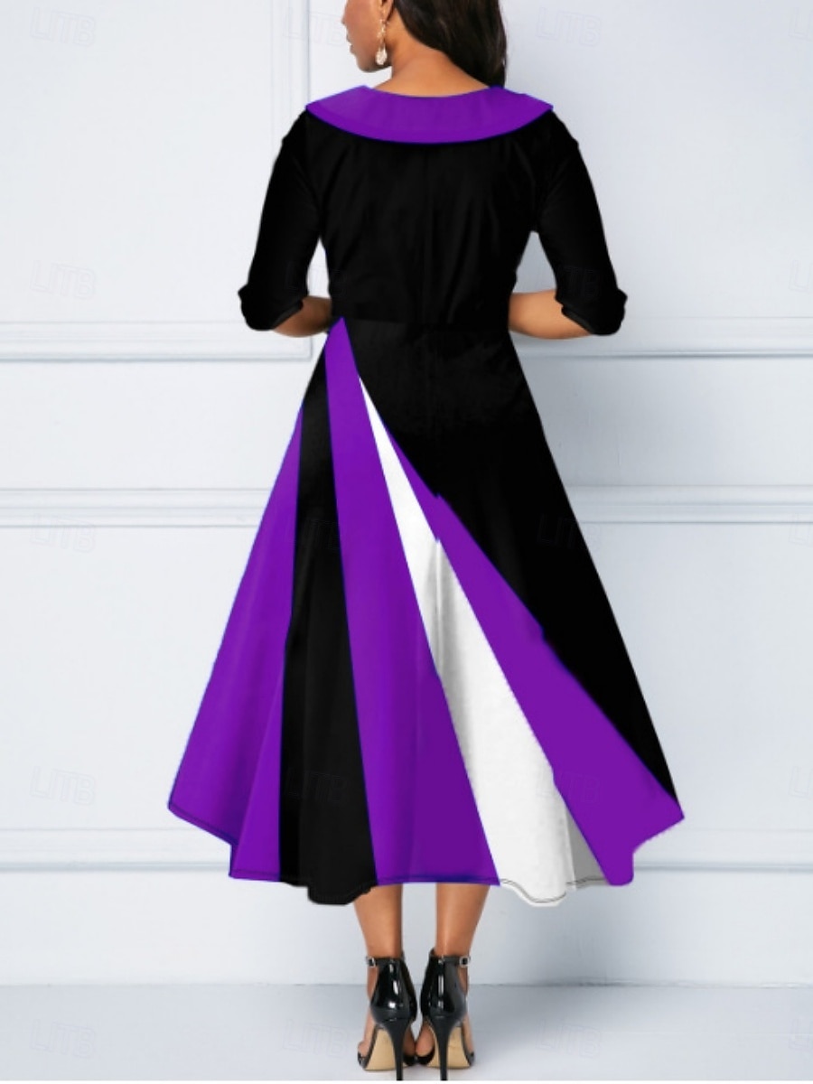 Naisten Midimekko A linjainen mekko Bodycon mekko Puolimuodolliset mekot Toimisto Normaali Geometrinen 3/4 hiha V kaula-aukko Keltainen Viini Sininen Purppura Kesä Syksy 2025 - $31.99 –P4
