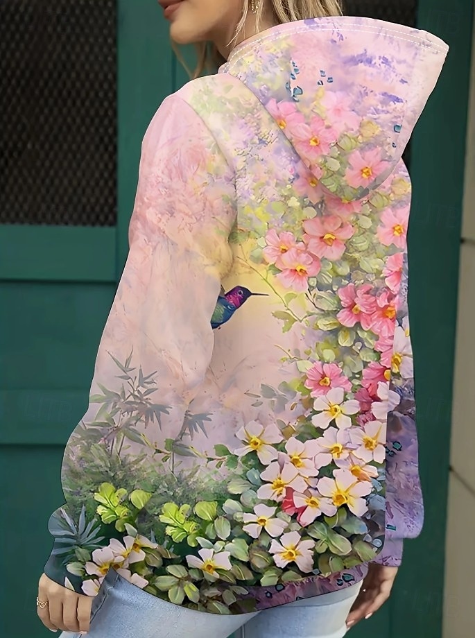 Femmes Sweat à capuche Fleuri Animal Papillon Élégant ancien Rétro manche longue À capuche Hauts Réguliers Rue Tenue Quotidienne Imprimé Rose Claire Bleu Printemps Automne Hiver de 2025 ? $24.99 –P6