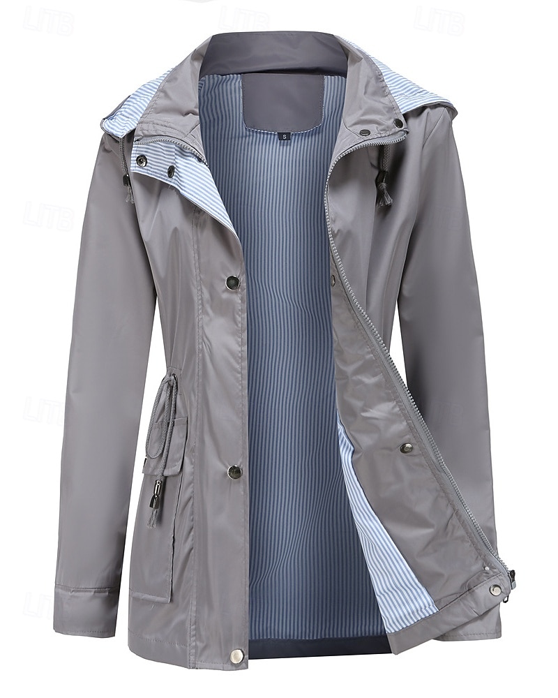 Dam Trenchcoat Håller värmen Bekväm Dragkedja Ficka Mode Utomhus Slät Utekväll Helgen Dragkedja Normal Huva Normal Långärmad Ytterkläder Svart Gul Vin Höst Vinter 2025 - $38.99 –P19