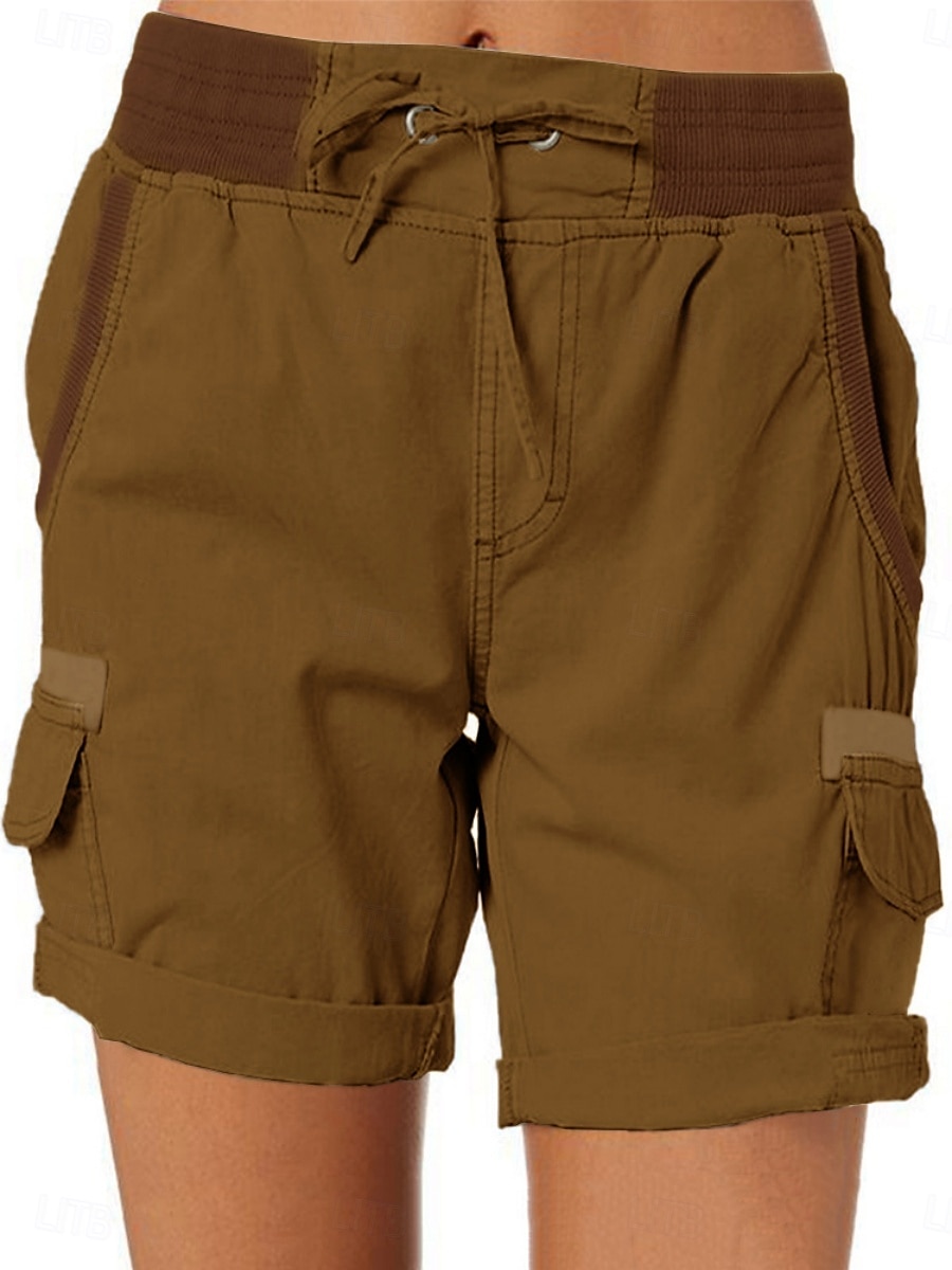 Mulheres Bermuda Cargo chinês Moda Roupa de rua Básico Curto Cintura Alta Tecido Cintura elástica Vários bolsos Confortável Macio Micro-Elástica Ao ar livre Rua Branco Azul Marron Verde Verão Normal de 2025 por $28.99 –P6